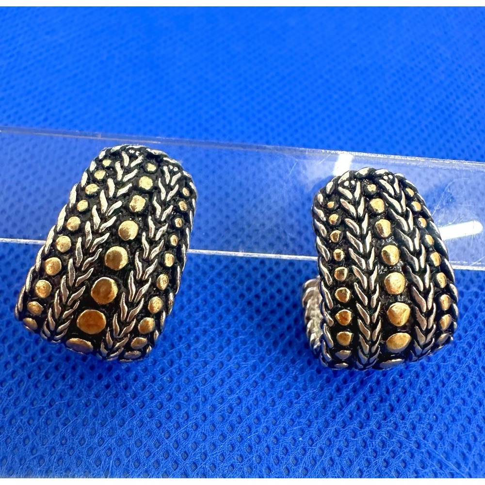Jewels by Park Lane ENTOURAGE Silvertone/Goldtone Design Earrings Huggie Hoop